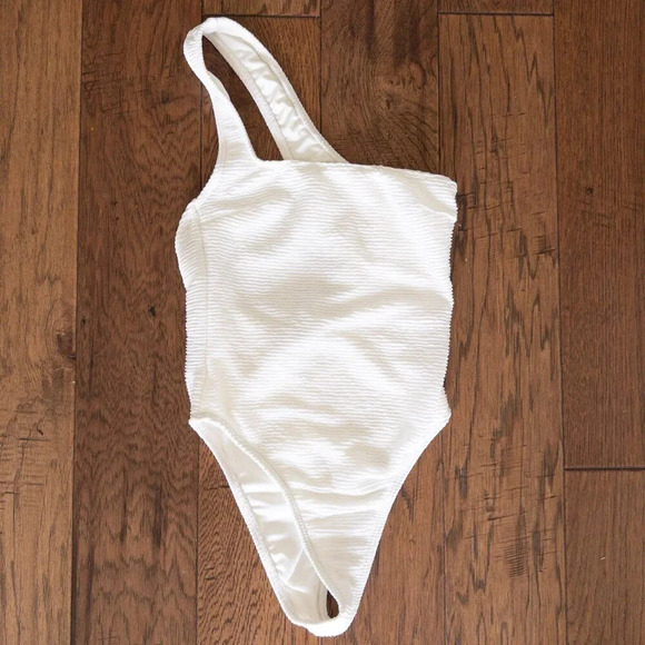 NEW Rumer the Label White Ribbed One Piece Bodysuit, Cassidy Maillot, Size Small - Picture 3 of 7